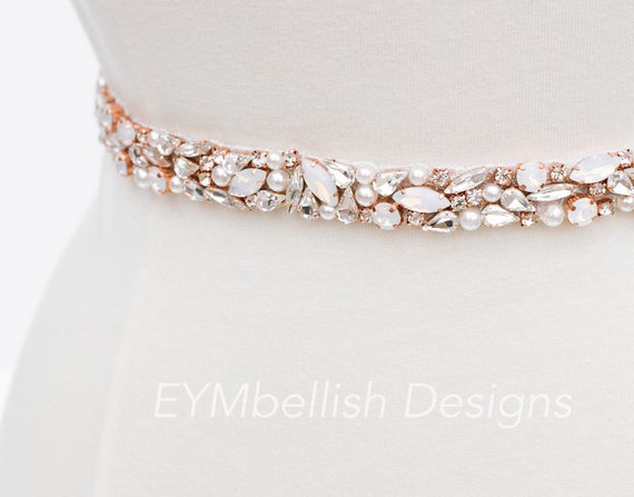 Opalescent beaded bridal belt,  beaded bridal belt, rhinestone bridalbeaded belt Opalescent Rhinestone Bridal Belt: Ivory Beaded Wedding Sash  main image 3