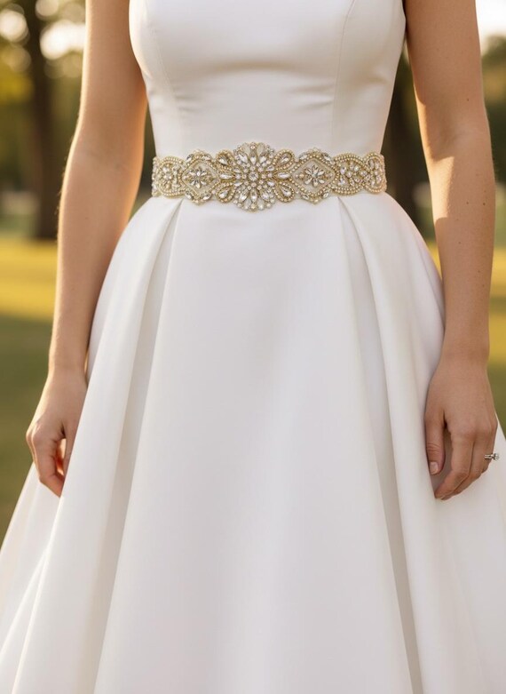 Extra Wide 3 inch Gold Bridal Belt