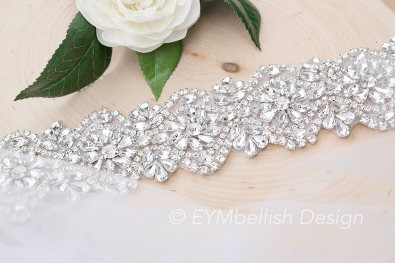 EYM B020 Crystal Rhinestone Bridal Belt- Bridal Sash Rhinestone Belt Thick Bridal Belt Wedding Accessory Wedding Belt