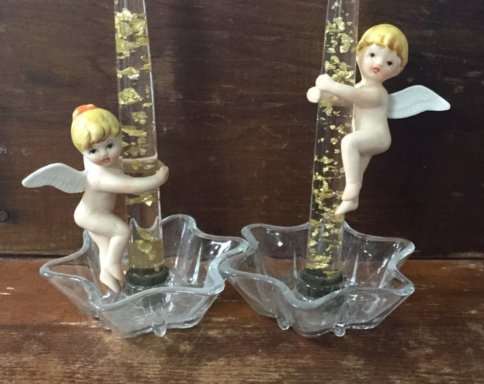 Vintage Pair of Angel Candle Huggers Vintage Angel Candle Etsy