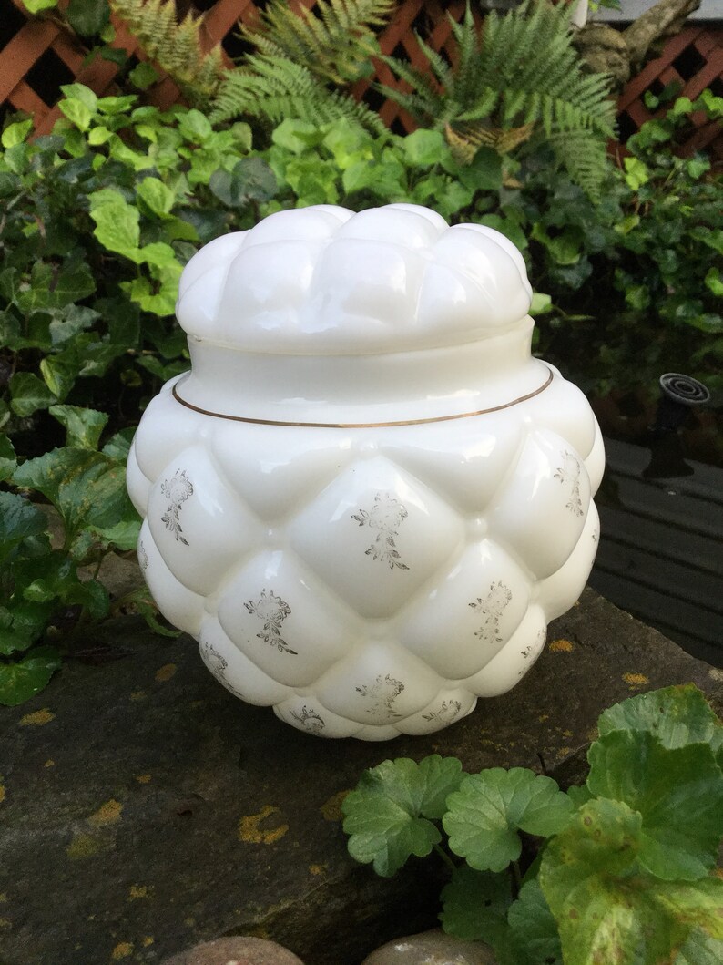 Quilted Milk Glass Biscuit Jar Vintage Milk Glass Biscuit Etsy