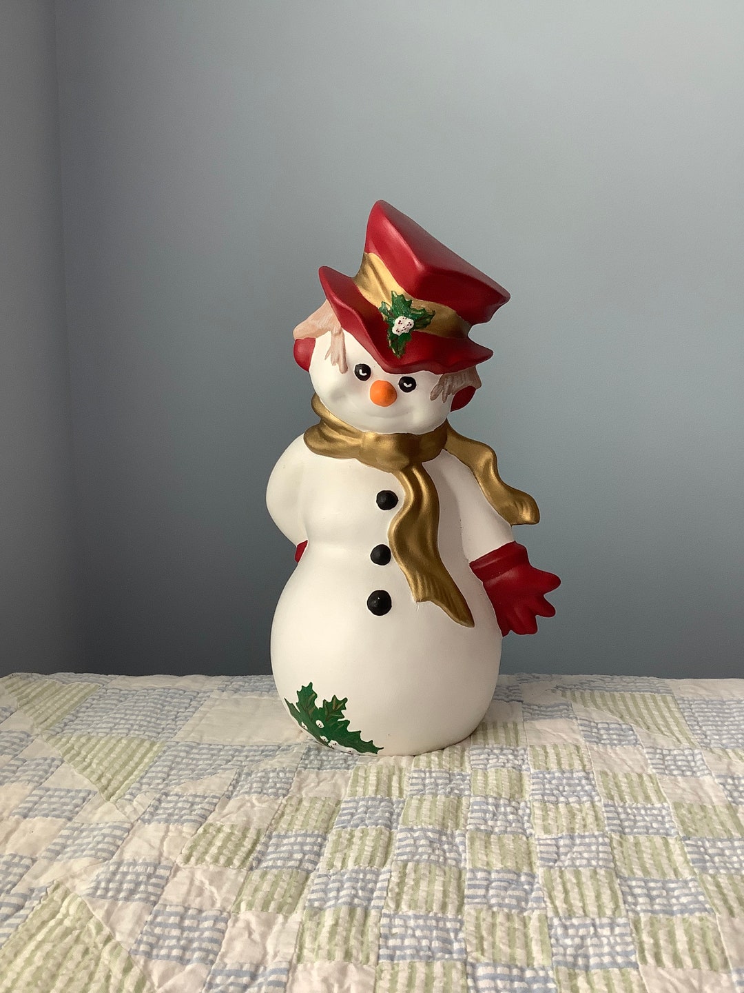 Hand Painted Ceramic Snowman Byron Molds Snowman With Red Etsy