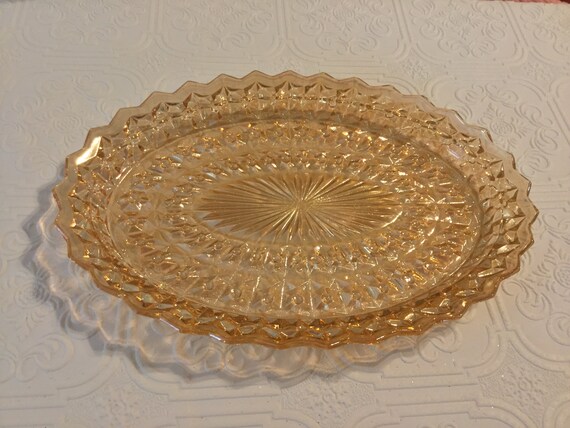 Vintage Carnival Glass Plate Oval Marigold Carnival Glass Raised Diamond Carnival Glass Vintage Carnival Glass Plate Oval Marigold Carnival Glass Raised Diamond Carnival Glass