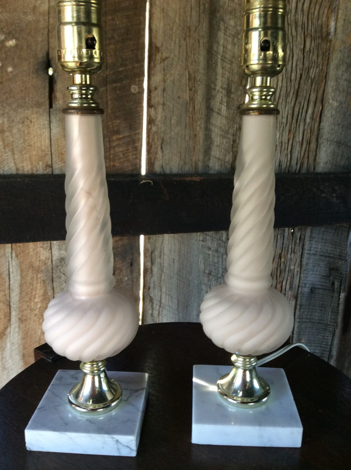 Vintage Pair of Lamps Vintage Dresser Lamps Satin Glass Etsy