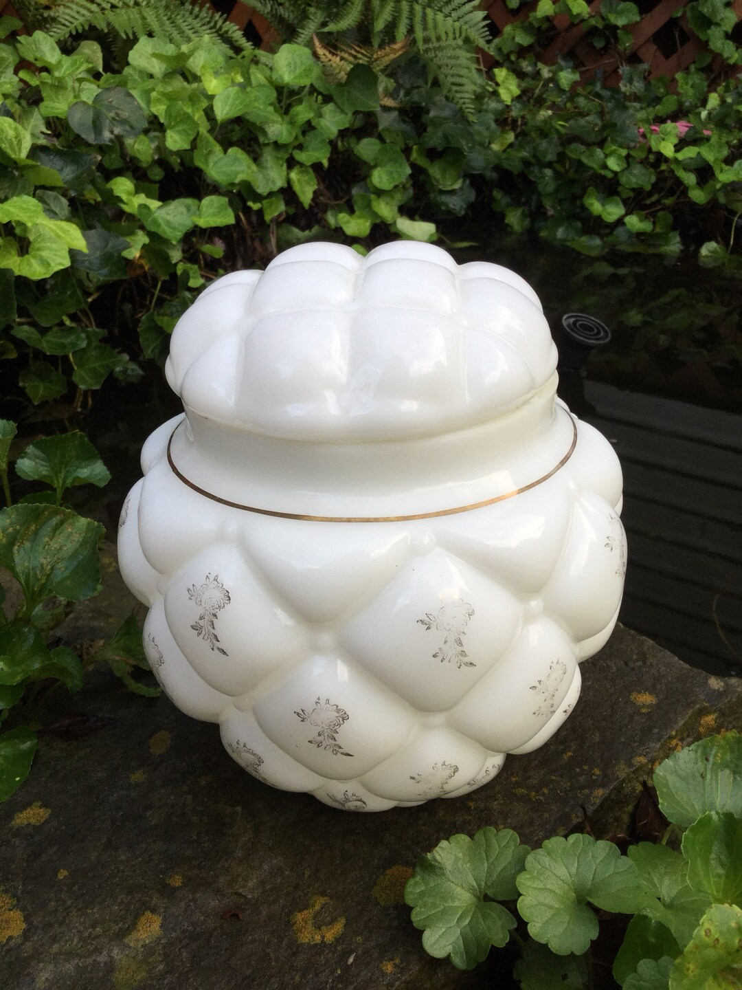 Quilted Milk Glass Biscuit Jar Vintage Milk Glass Biscuit Etsy