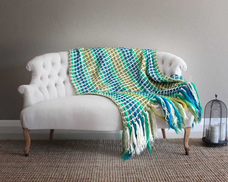 Large Knit Blanket Mint Green Vintage Shades Throw Weighted - Etsy