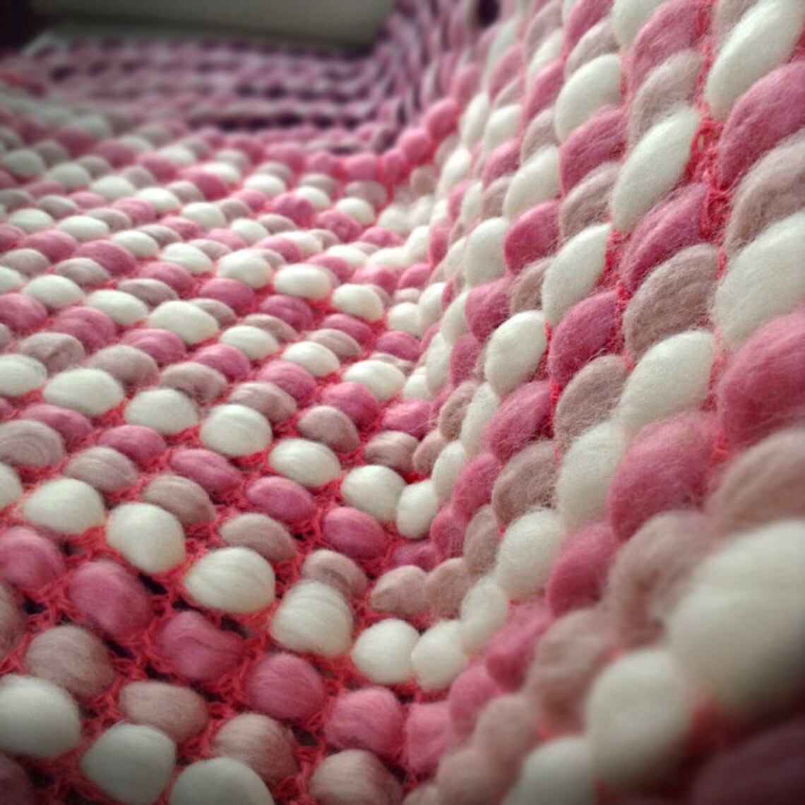 Pink Chunky Knit Throw Merino Wool Throw Luxury Bedding for Etsy