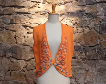 Summer vest, orange cotton vest, knit wear, spring summer fashion