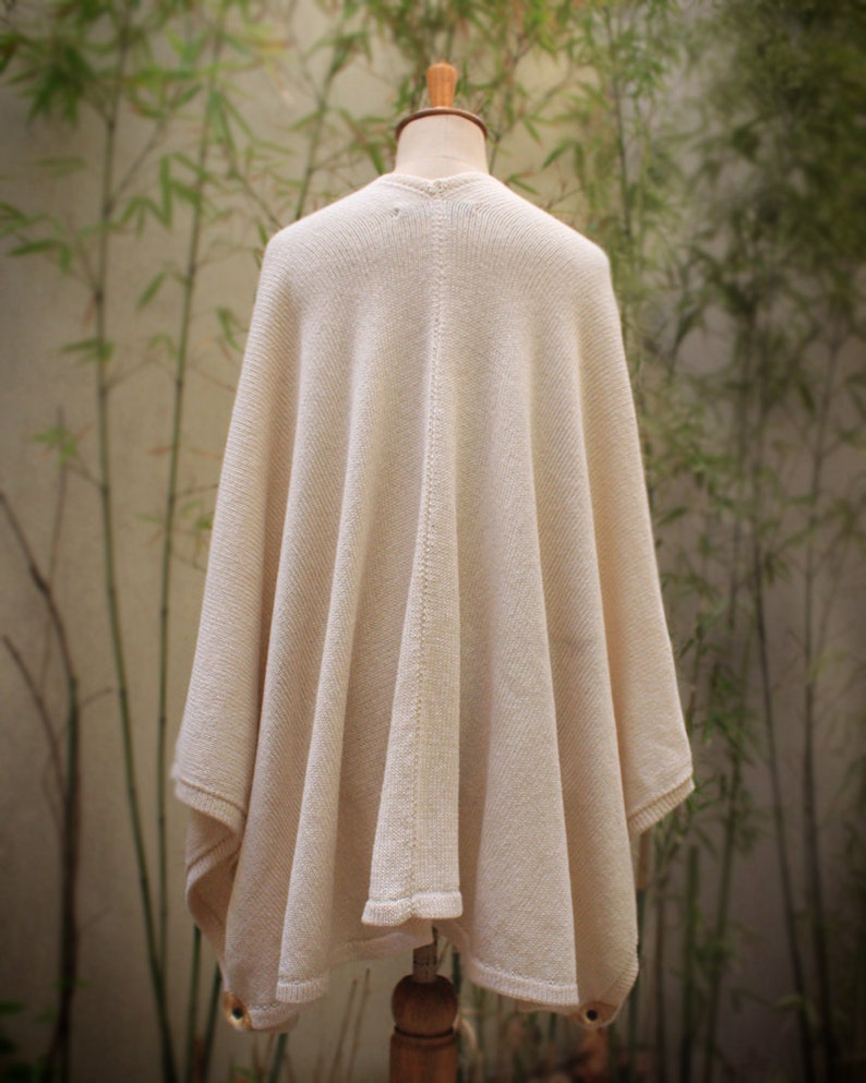 Cotton summer poncho, Off-white cover up, Women poncho, Summer cape, Spring capes, Festival wear, Cotton Wrap, Boho clothing, boho chic image 5