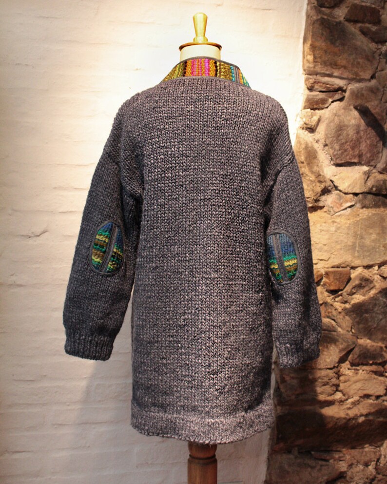 Loom cardigan Loose coat Oversized Wool Cardigan Bulky Ethnic Cardigan Bulky Cardigan Chunky sweater with elbow patches Bulky wear