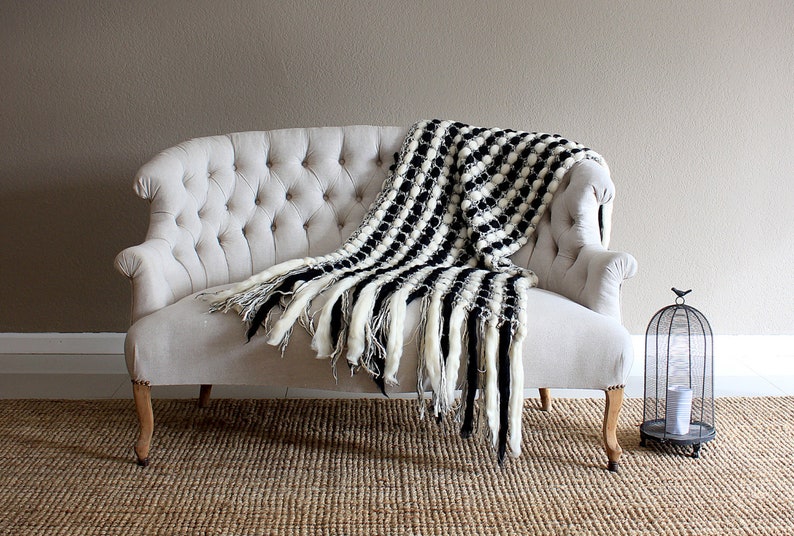 Black and White Dorm Knit Throw Blanket Wedding Anniversary Etsy