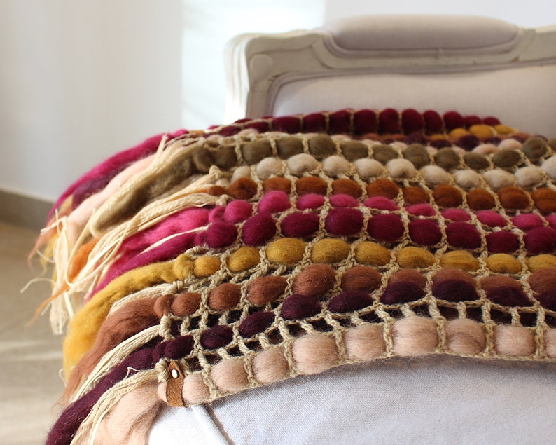 Crochet afghan for Wedding gift Blue and Gray Chunky yarn Wool Etsy