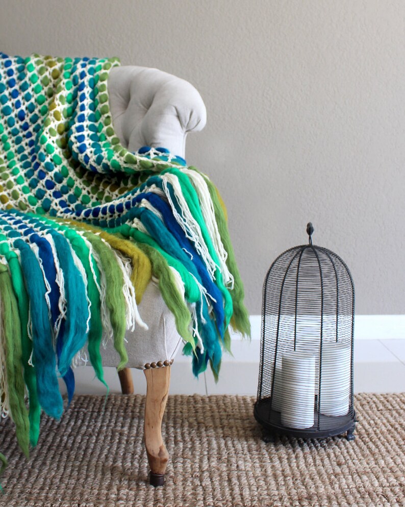 Large Knit Blanket Mint Green Vintage Shades Throw Weighted Etsy