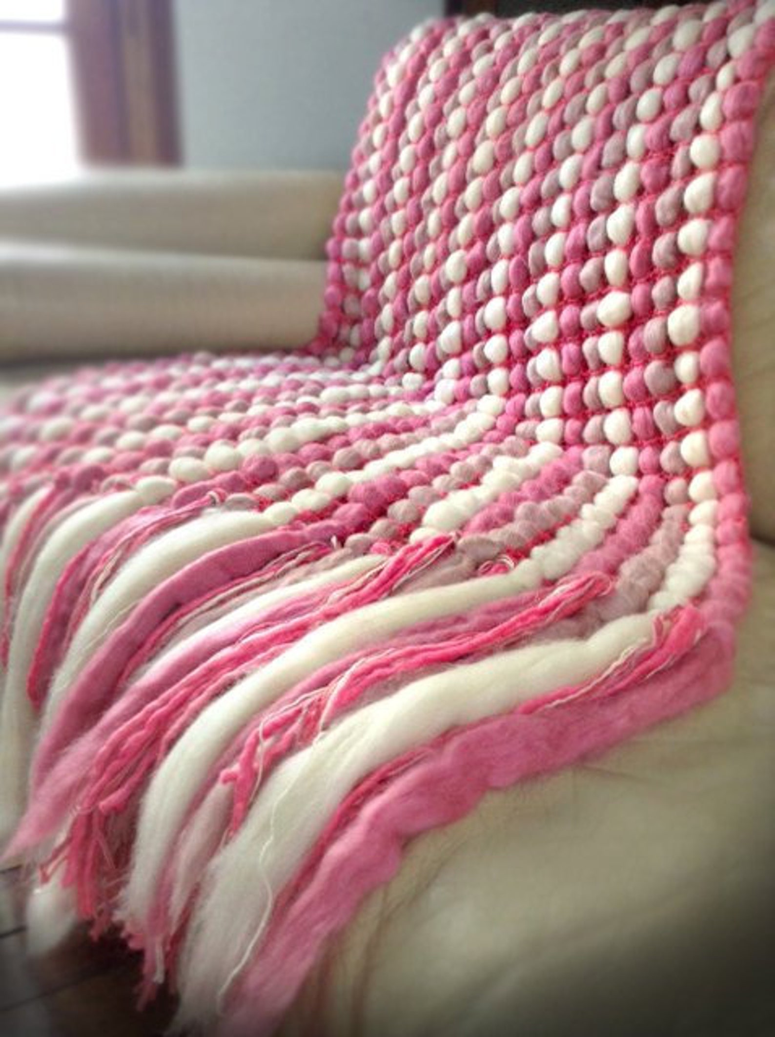 Pink Chunky Knit Throw Merino Wool Throw Luxury Bedding for Etsy