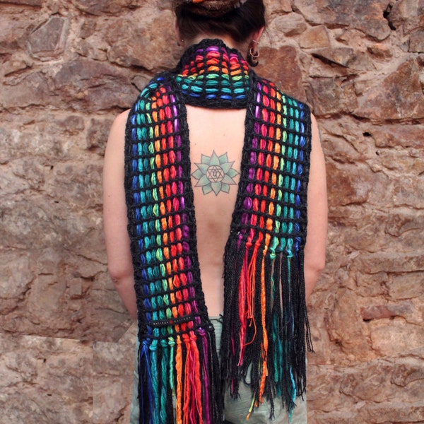 Skinny scarf, Pure Wool and cotton thread, Colorful scarf, skinny shawl