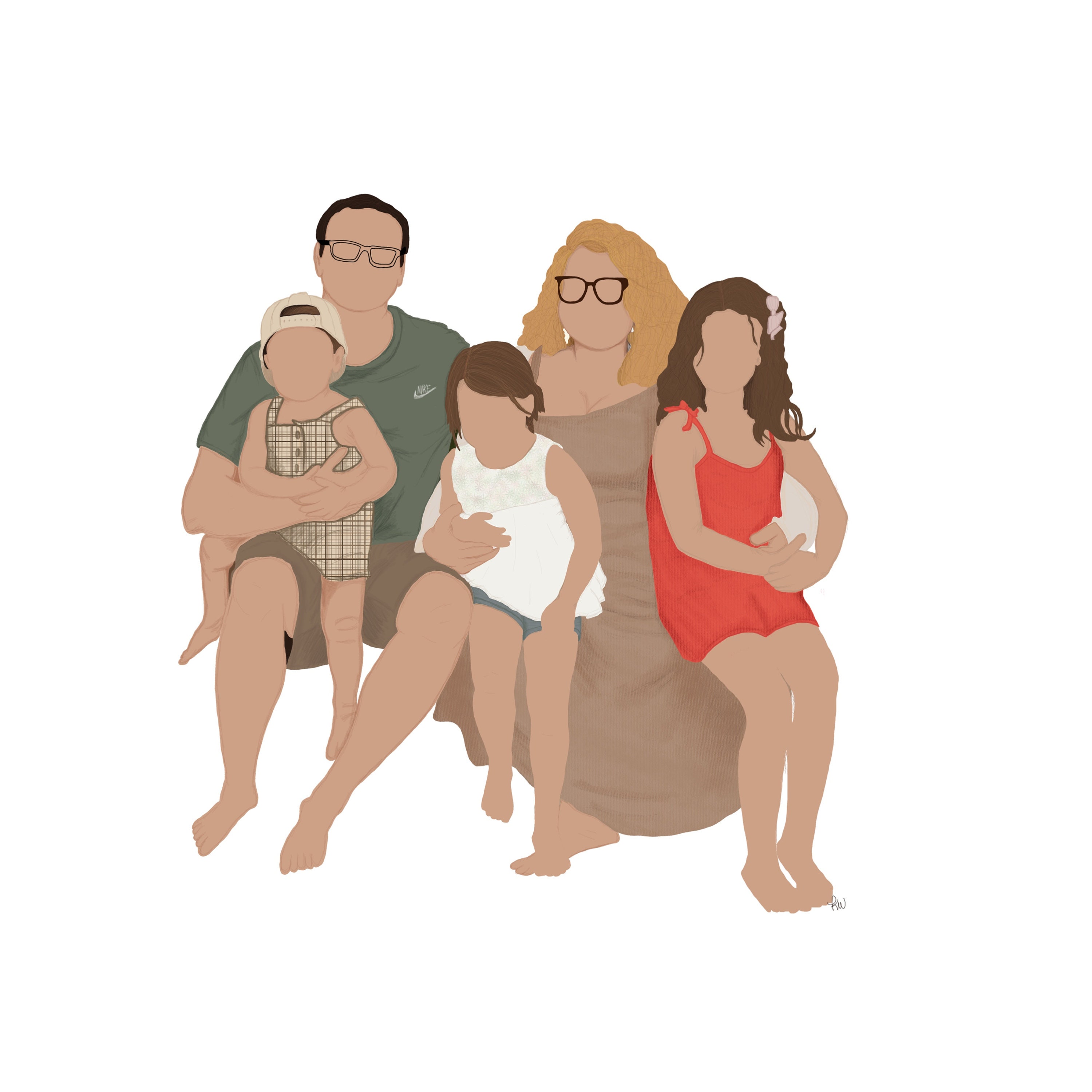 Custom Family Drawings: 5 Individuals - Etsy