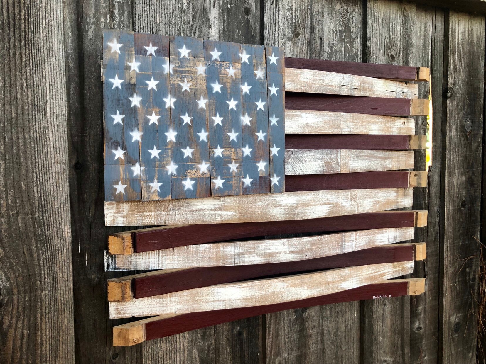 American Wine Barrel Flag Oak Barrel American Flag Wood Etsy