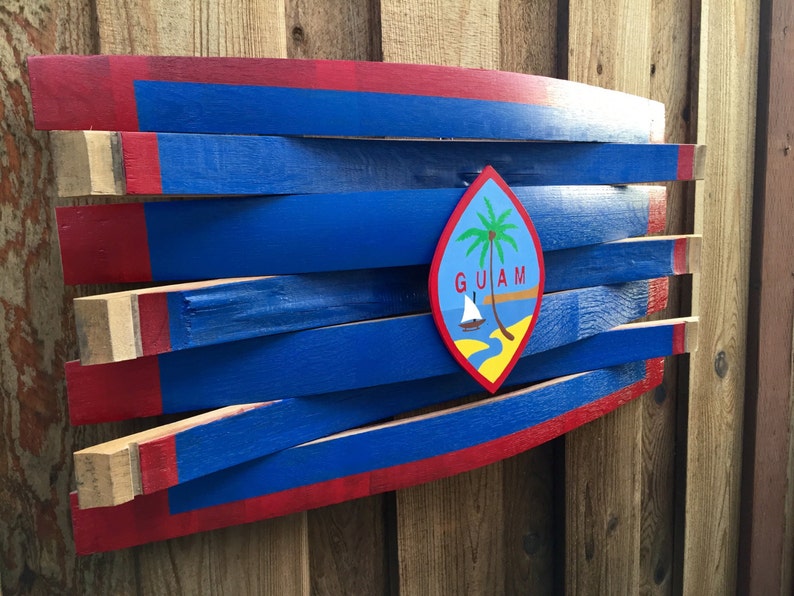 Guam Flag Wooden Guam Sign Guam Flag Sign Wood Wall Art Etsy