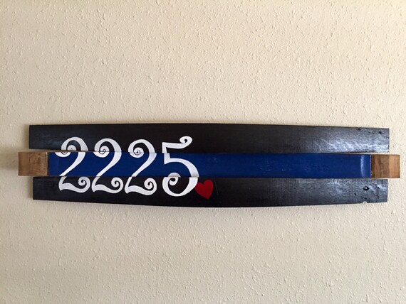 Personalized Wine Barrel Thin Blue Line Wall Hang Decor Etsy