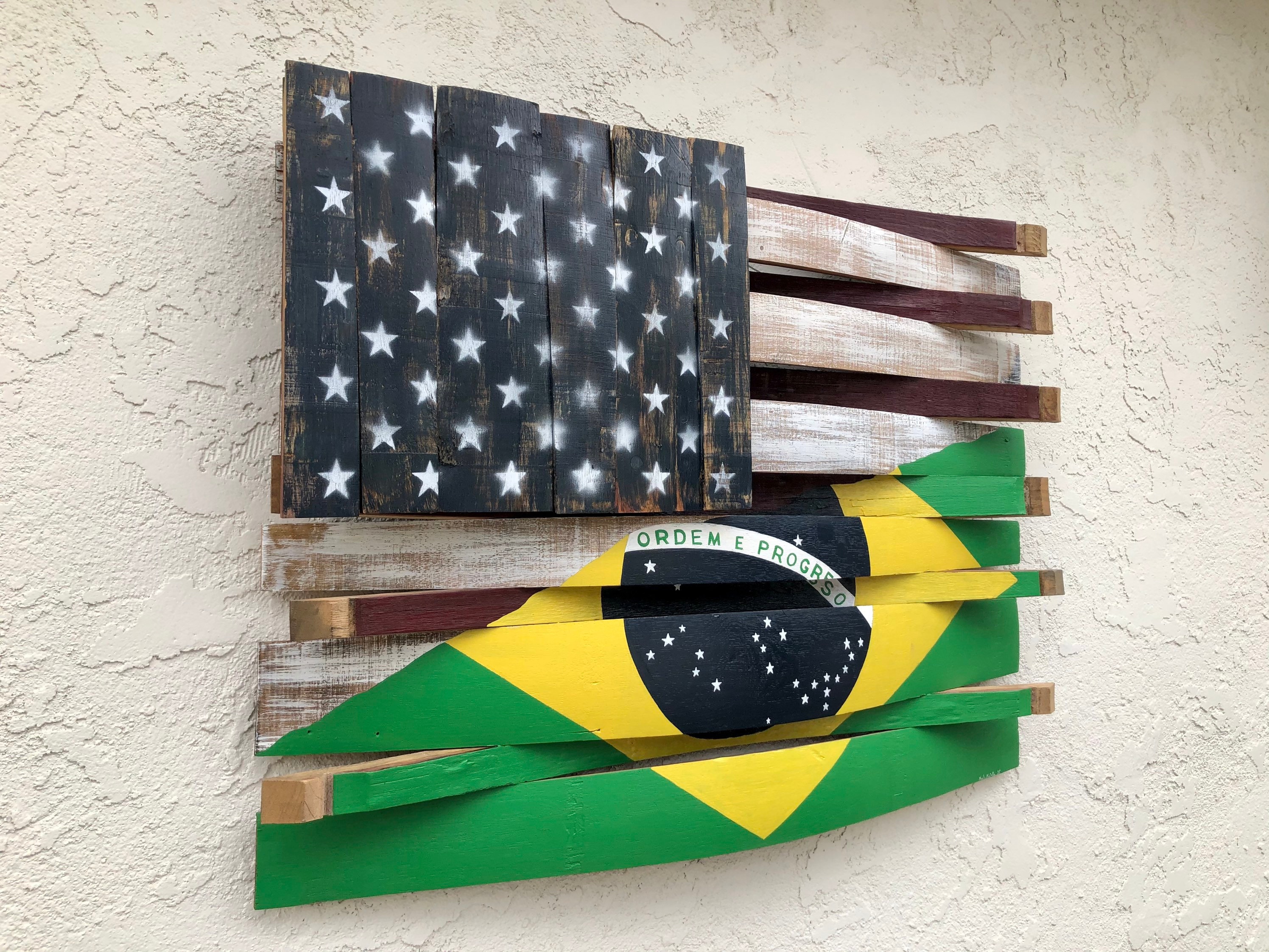 Wine Barrel American Blended Flag Wood Wall Decorations Etsy