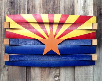 Arizona Flag - Wood Arizona Flag - Wine Barrel Flag - Wine Barrel Wall Décor - Wooden Flag - Wall Art - Wood Wall Hang -