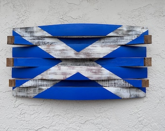 Scotland Wine Barrel Flag, Scottish Flag, Wall Art, Upcycled Wall Hanging, Handcrafted Wall Décor