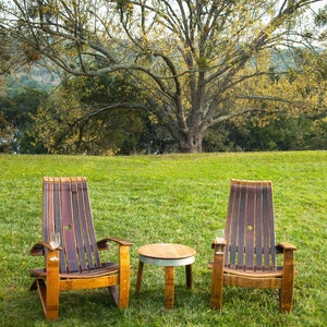 Adirondack Chair, Tables, Wine Barrel Chair, Wine Barrel Furniture , Rustic Chair, Patio Chair, Outdoor Furniture, Barrel Chair image 1