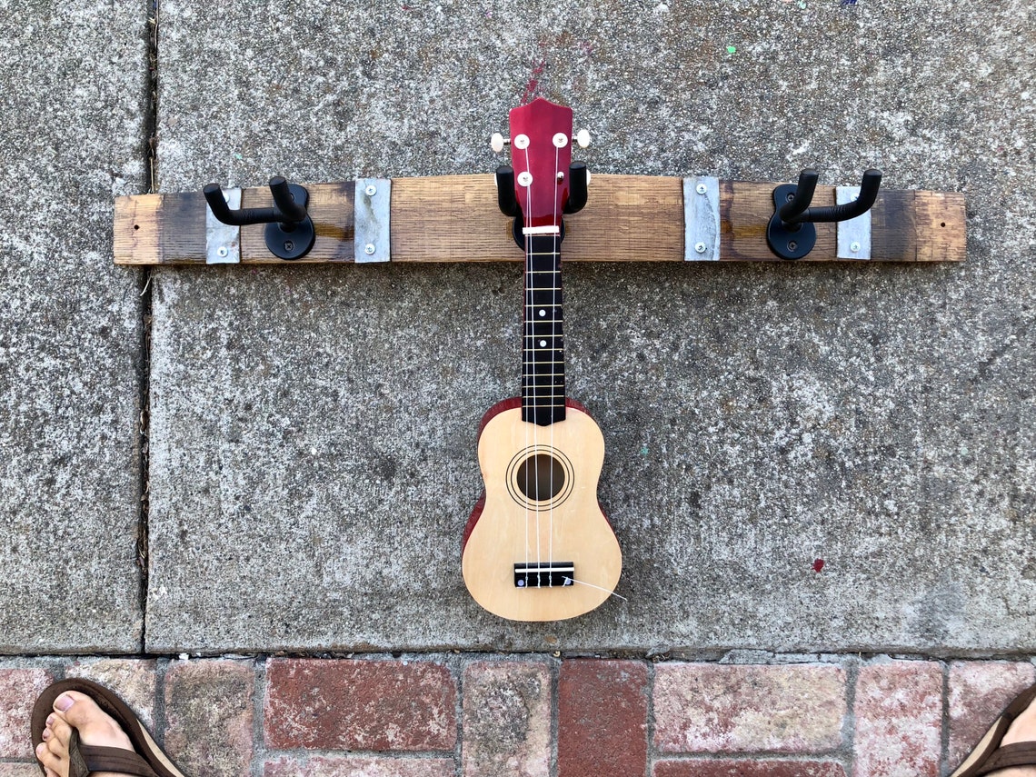Guitar or Ukulele Wine Barrel Wall Mount Guitar Rack Etsy