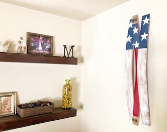 American Wine Barrel Flag - Spring Wall Decor - Patriotic Decor - Rustic Wood Wall Hanging