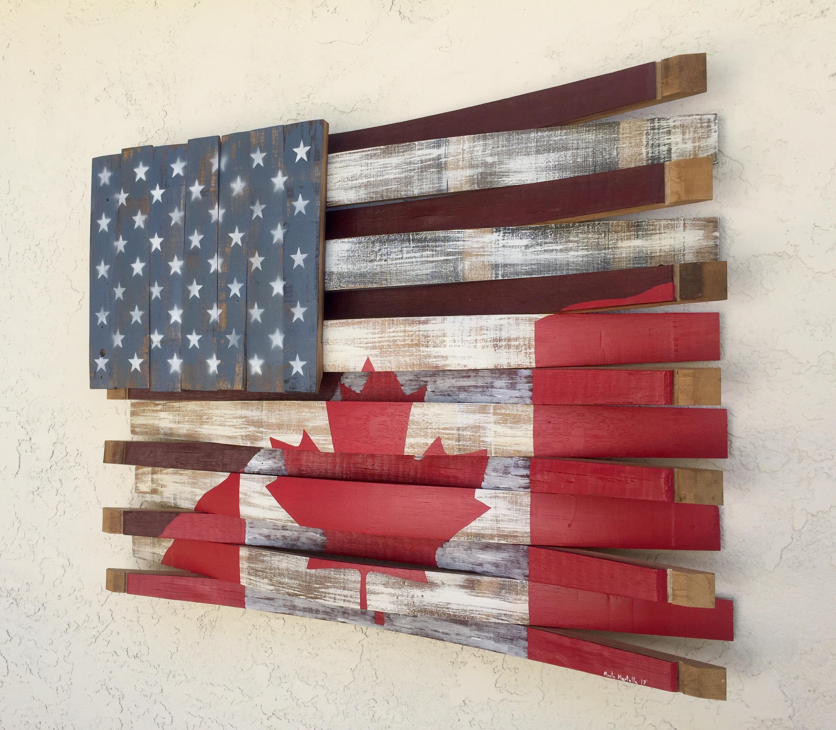 Wine Barrel American Blended Flag Wood Wall Decorations Etsy