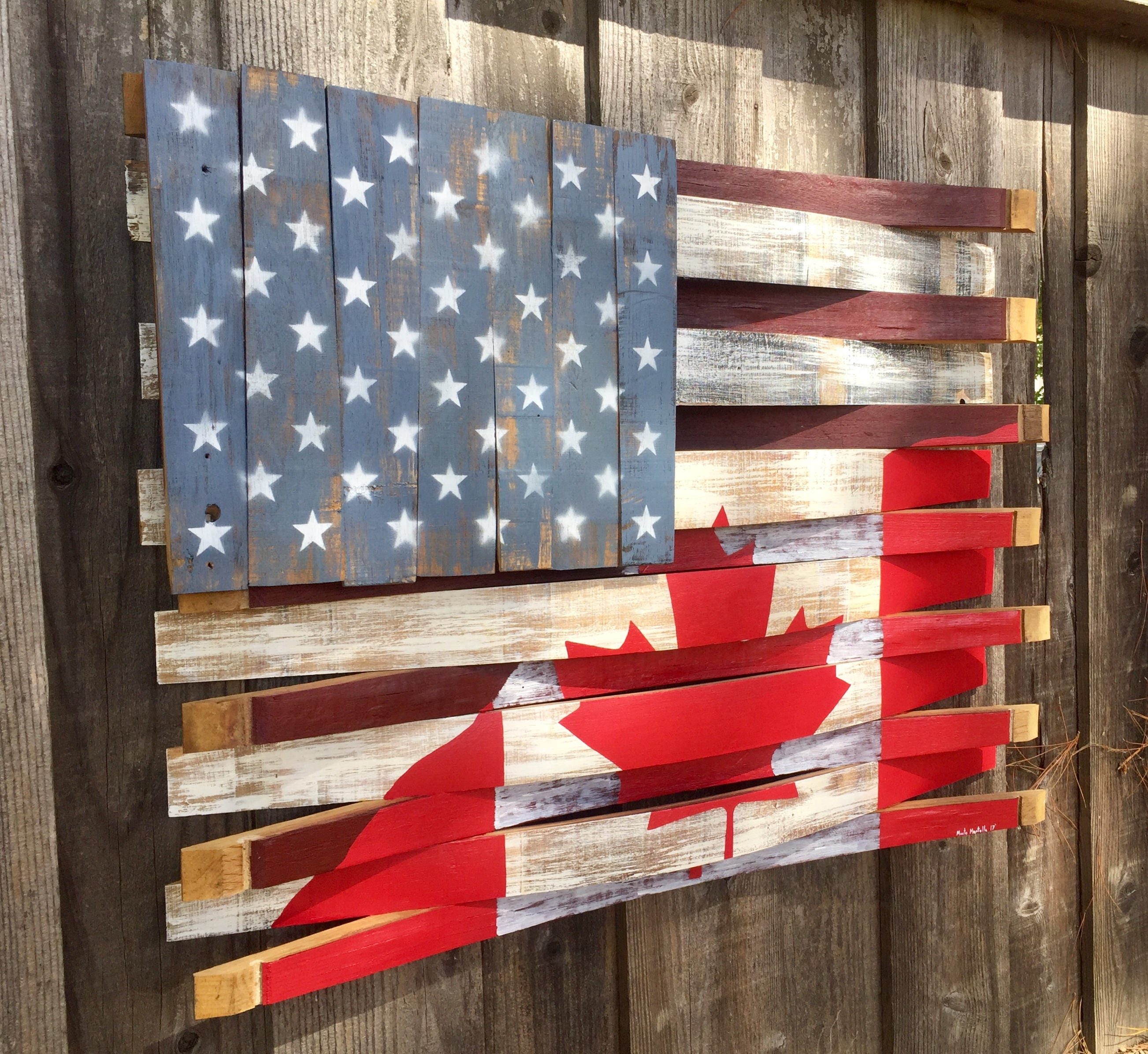 Wine Barrel American Blended Flag Wood Wall Decorations Etsy