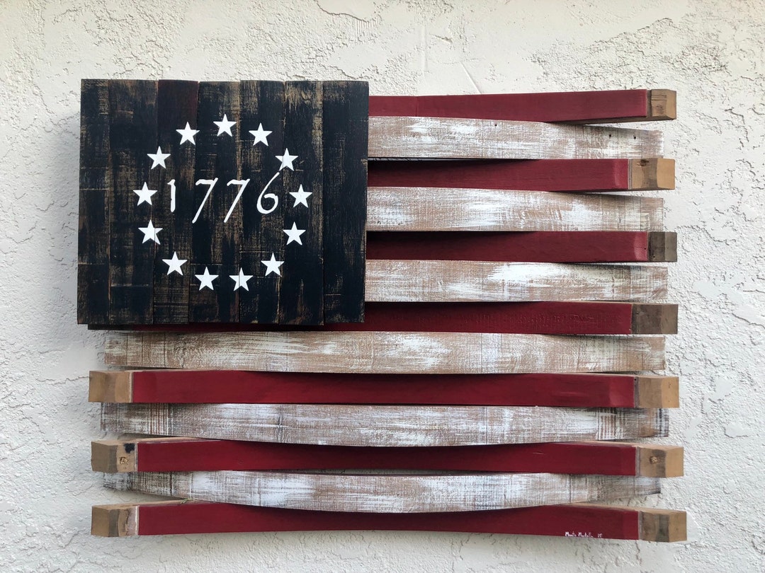 American Wine Barrel Flag Oak Barrel American Flag Wood Wall Art Wine
