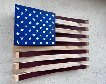 American Wood Flag - Wine Barrel Flag- Porch or Patio Wall Décor - Indoor Outdoor - Patriotic Wall Hangings - Spring Decor - Wall Art