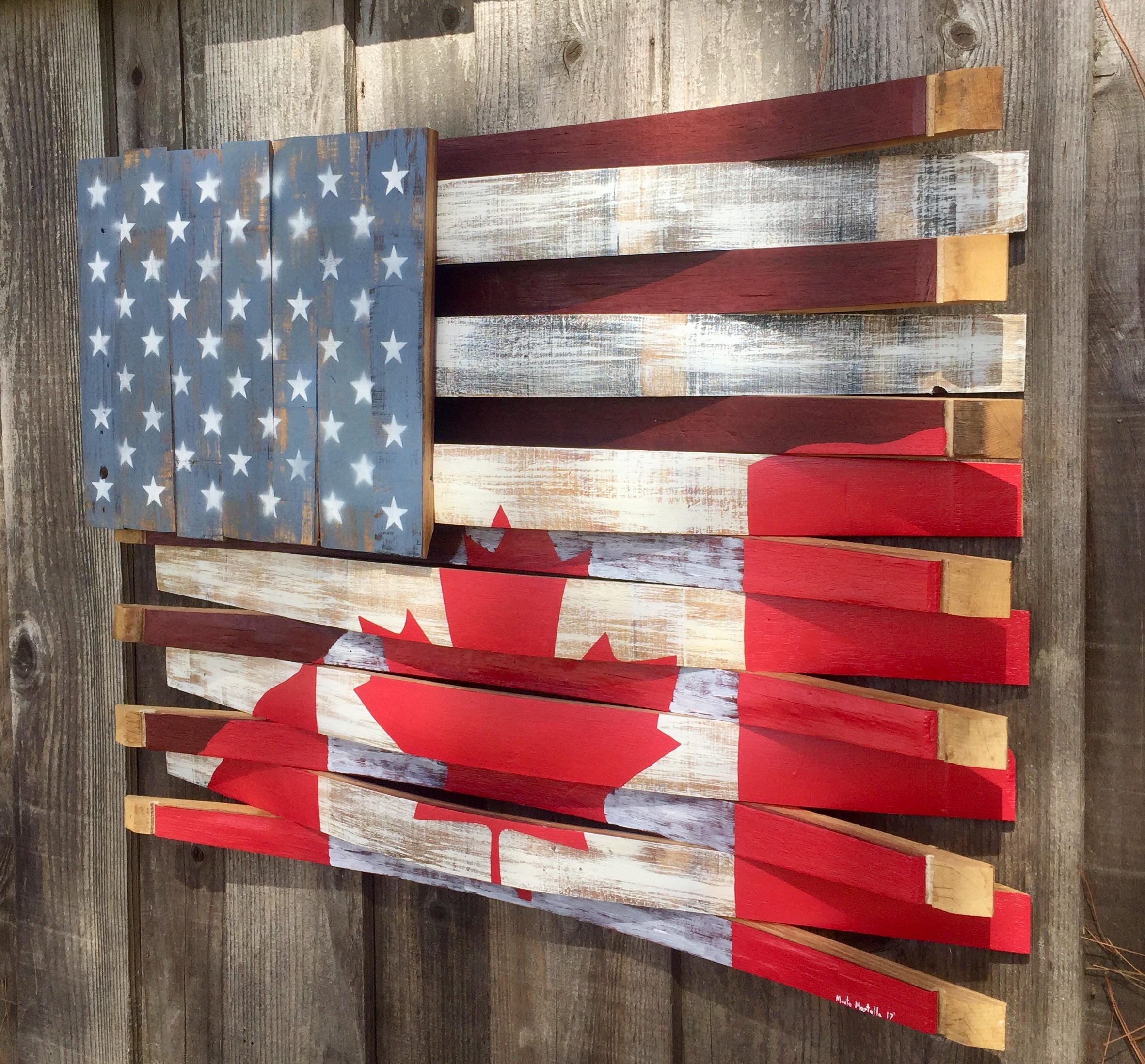 Wine Barrel American Blended Flag Wood Wall Decorations Etsy