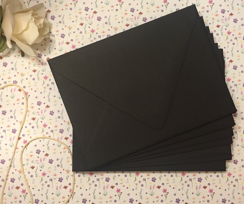 A7 Black Euro Flap Envelopes 25 pk
