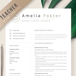 Teacher Resume Template Word, Pages CV Teacher Resume CV Template for Elementary and Preschool Resume Template High School Resume Teaching
