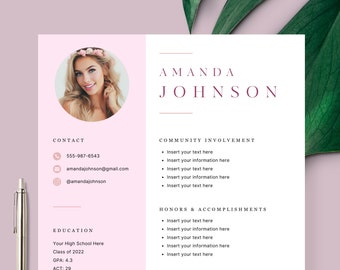 Pink Sorority Resume Template, Sorority Rush Template with photo Sorority Rush, easy to edit Canva Sorority Rushing Resume with Cover Letter