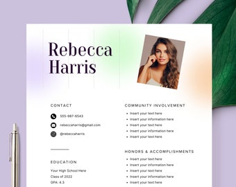 Sorority Resume Template, Sorority Rush Resume Template, Clean Orange and Purple Sorority Resume Rush Sorority Resume with Photo Sorority CV