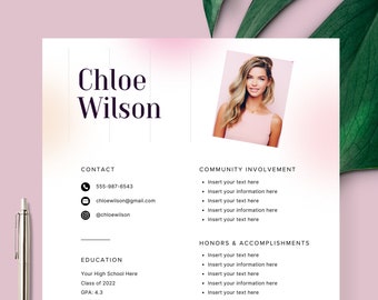 Pink Sorority Resume Template Editable Sorority Rush Template with photo Sorority rushing resume Cover Letter Recruitment Pack for Canva