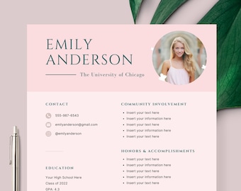 Pink Sorority resume template, Sorority rush resume with photo, Editable Canva Sorority Rushing Resume with image photo, Resume for Sorority