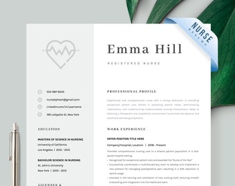 Nursing Resume Template, Medical CV Template, Registered Nurse Resume, Remote Nurse, New Grad Student Nurse Practitioner Resume CV Template