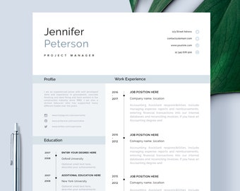 one page resume etsy