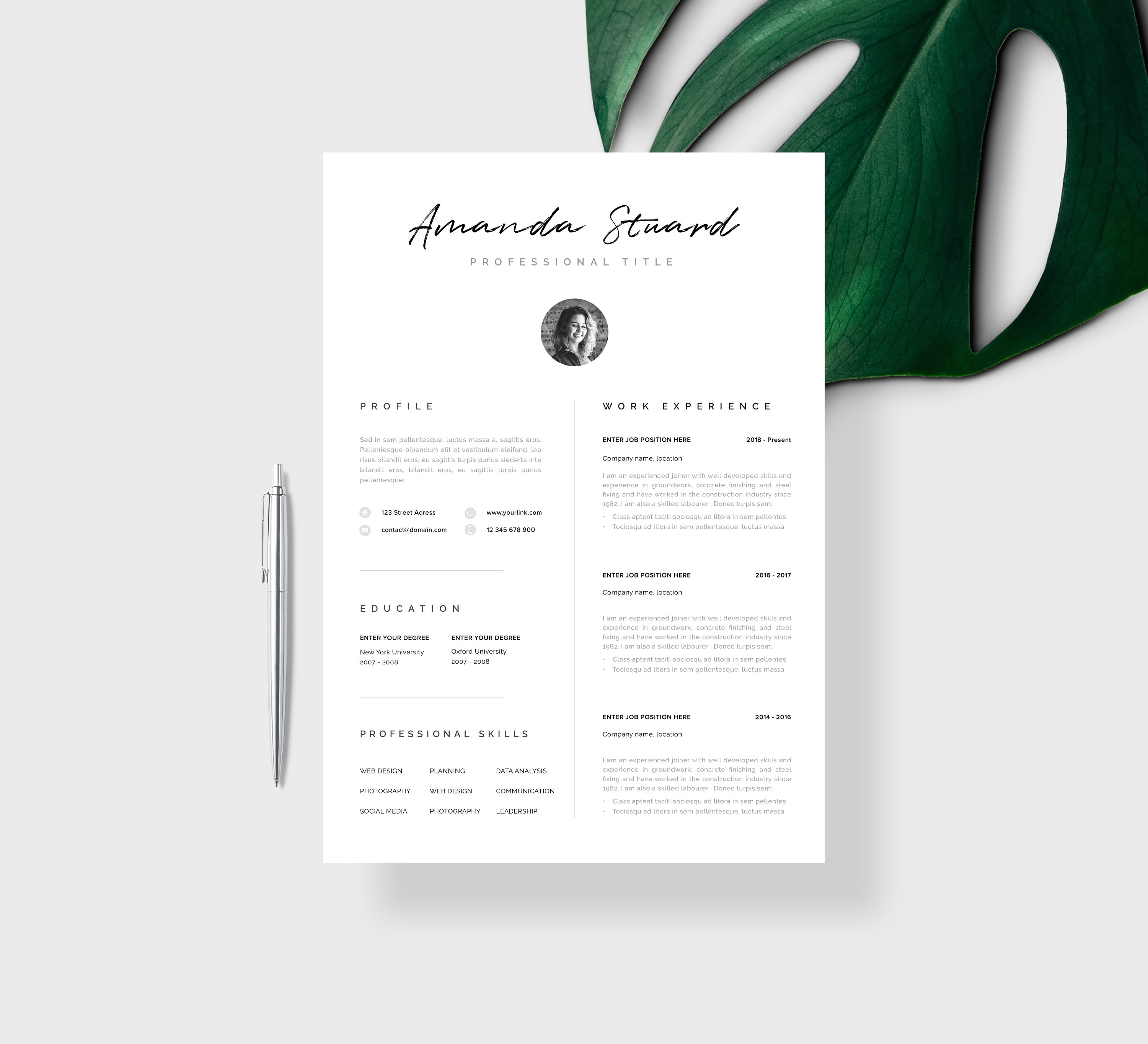 Elegant Clean Resume Template Modern Canva CV Template, Modern ...