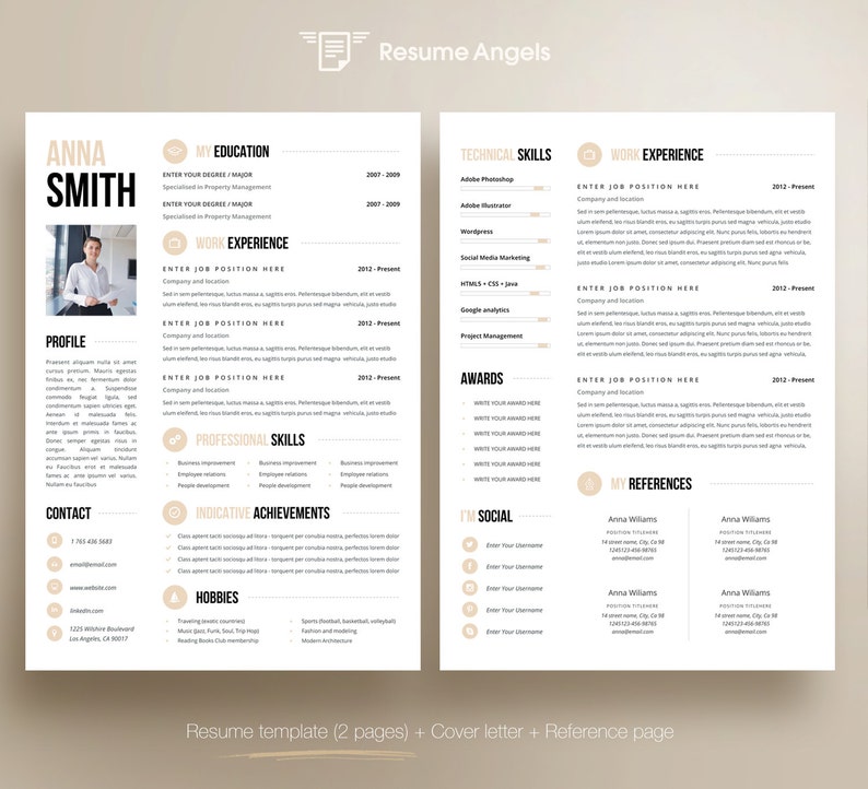 Professional Resume Template, Clean & Modern Resume Template, 1, 2 page resume template, Instant Download, Resume/CV Template for Word image 3