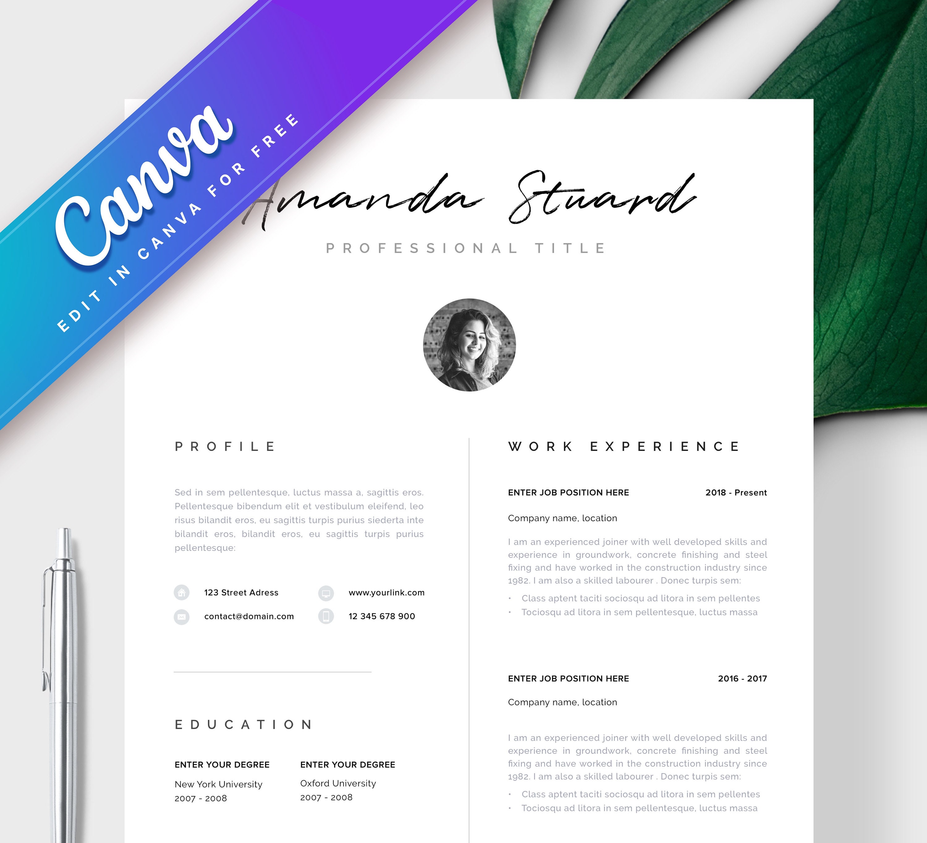 How To Change Image In Canva Resume Template