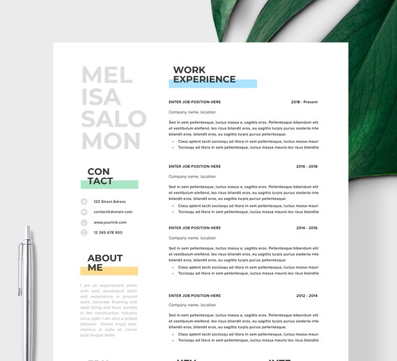 Resume Template Resume Cv Template Cv Design Curriculum Etsy