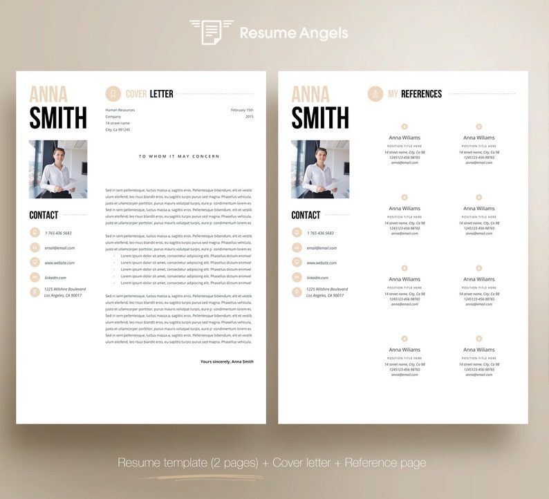 Professional Resume Template, Clean & Modern Resume Template, 1, 2 page resume template, Instant Download, Resume/CV Template for Word image 4