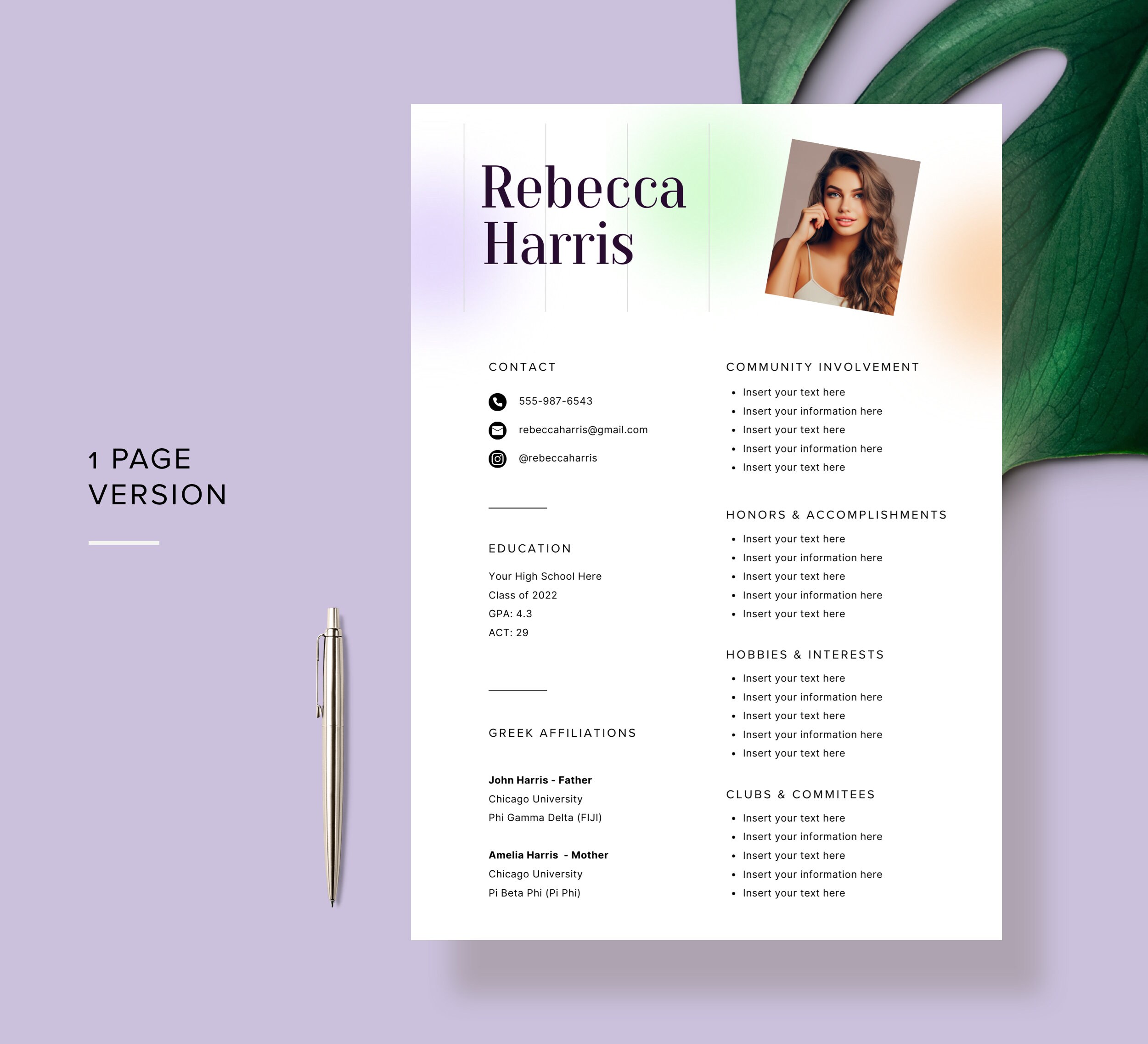 Sorority Resume Template Sorority Rush Resume Template Clean Orange