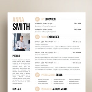 Professional Resume Template, Clean & Modern Resume Template, 1, 2 page resume template, Instant Download, Resume/CV Template for Word image 1