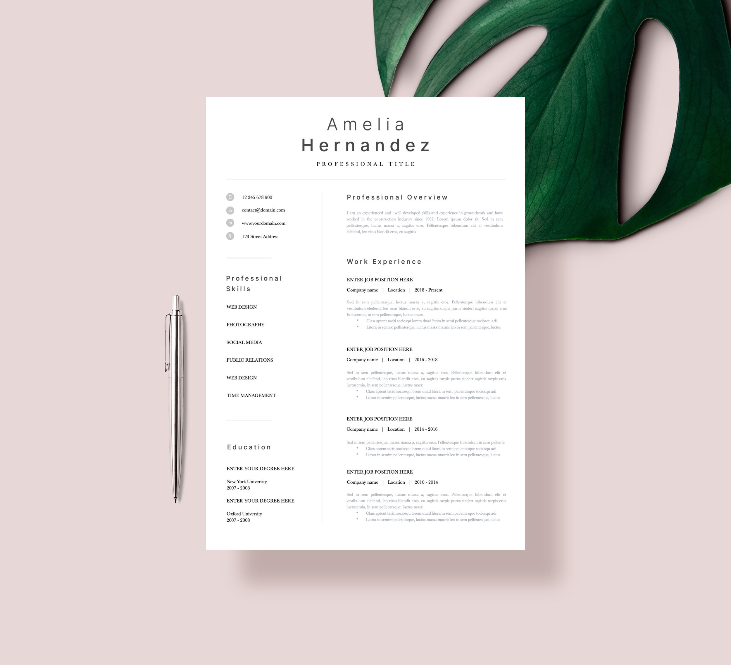 Clean Simple Resume Template Word - Il Fullxfull.4802594509 2el2 